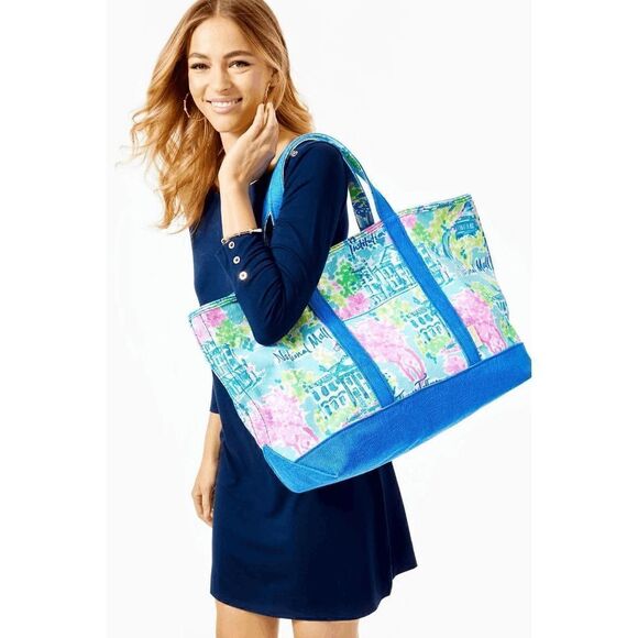 💗💙 LILLY PULITZER Mercato Washington DC Large Beach Tote NEW WITH TAGS - Picture 3 of 12